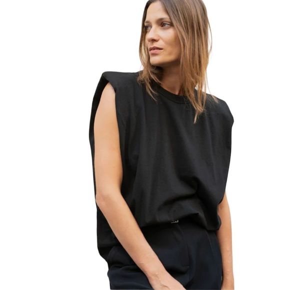 Frankie Shop Tops - Frankie shop EVA PADDED SHOULDER MUSCLE T-SHIRT -black